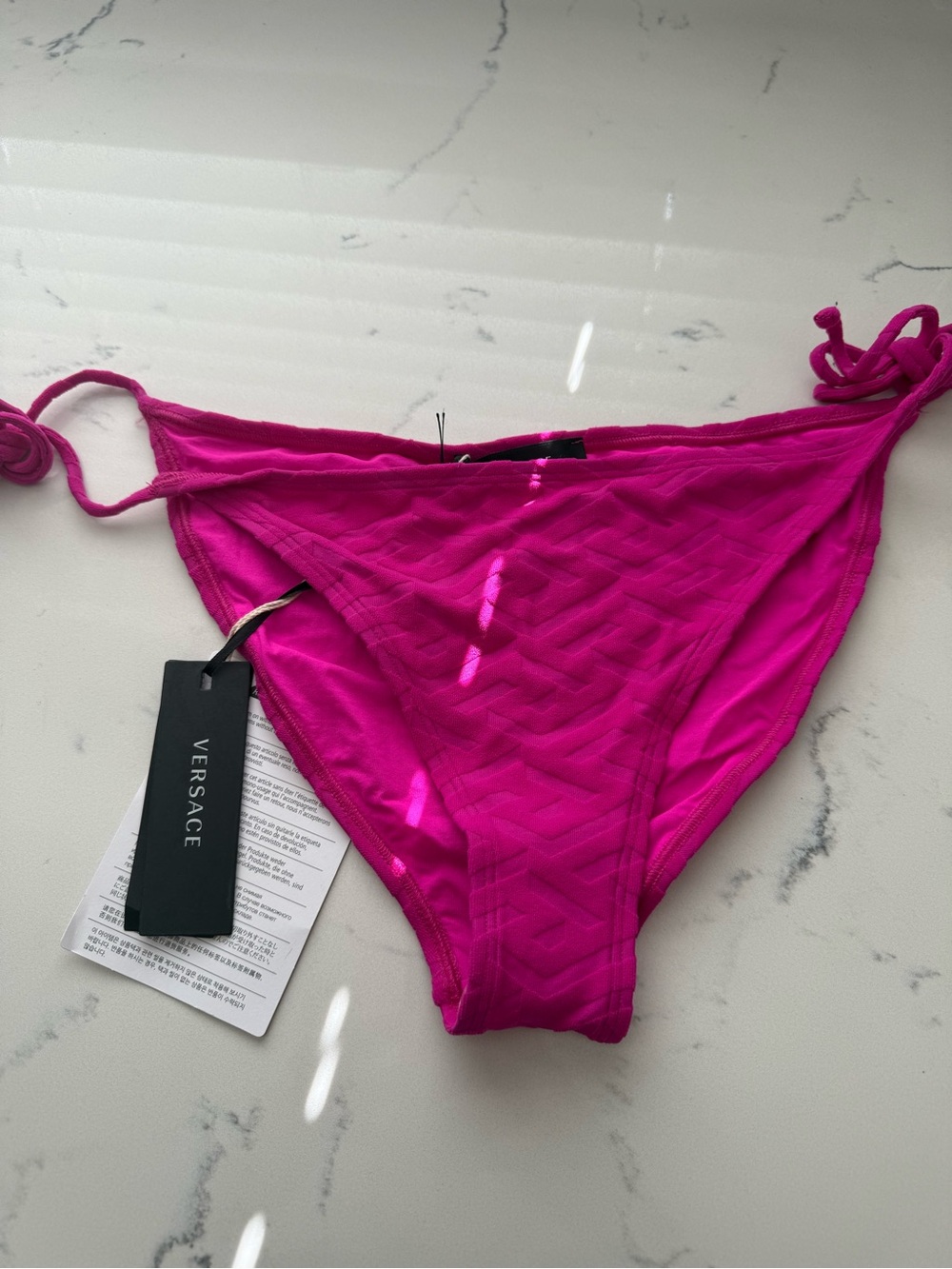 Versace Bright Fuchsia Tie-Side Bikini Bottom
